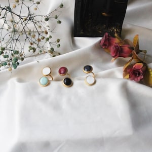 Adjustable Dual Gemstone Rings, Two Gemstone Ring, Birthstone Ring, Large Stone Rings, Natural Crystal Ring, Double Gemstone Bypass Rings