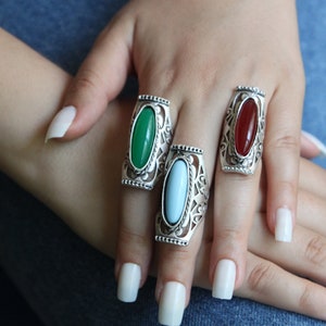 Adjustable Boho Statement Ring: Antique Silver Plated Geometric Ring
