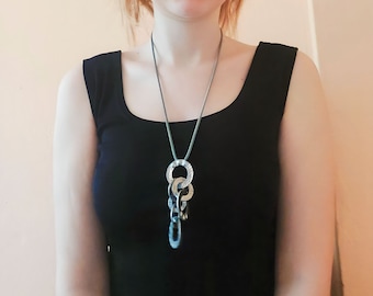 Silver Plated Bib Necklace: Chunky Bohemian Ethnic Jewelry