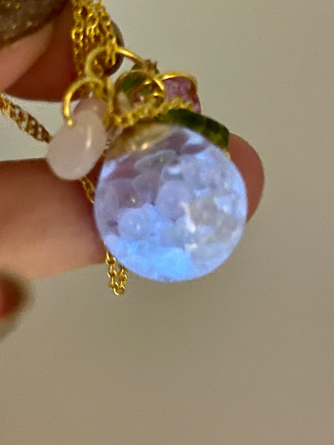 Bubble Necklace, Unique Fairy Jewelry, Glass Ball Jewelry, Flower Glow