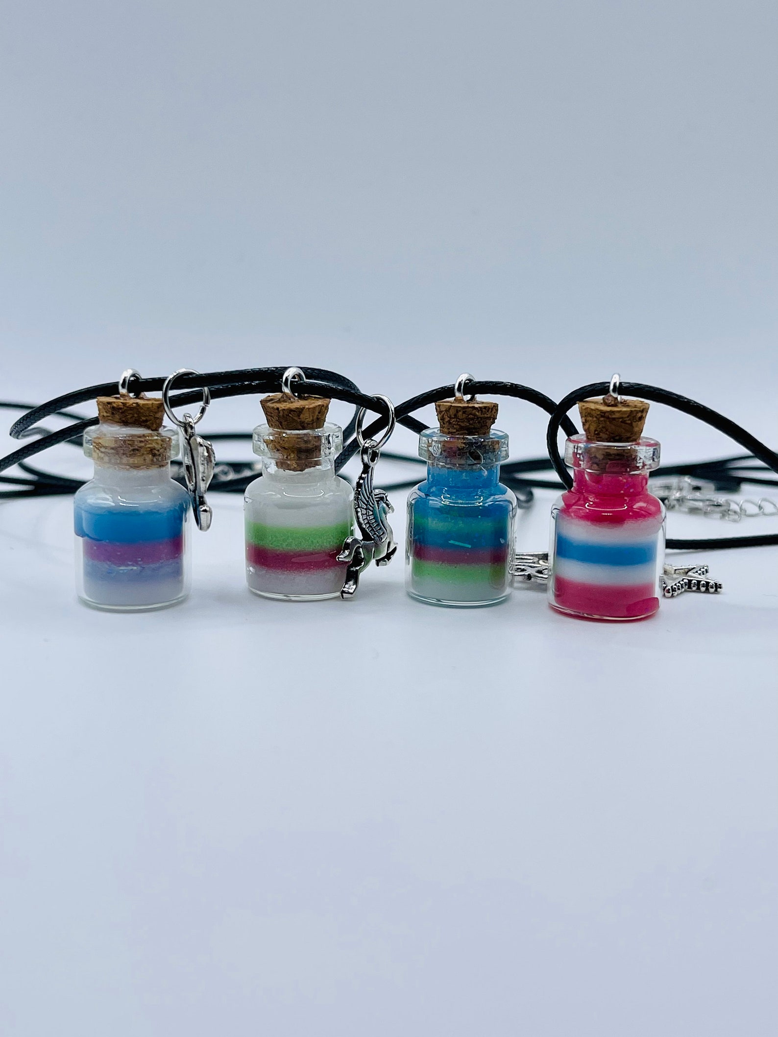 Layered Glow in the Dark Bottle Necklace Colorful Resin - Etsy