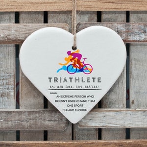 Triathlon Ornament, Triathlete gifts, Premium Quality Gift Idea for that Triathlete in your life, Ceramic Holiday Ornament Triathlon Gift