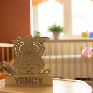 Lámpara personalizada, luz de noche de búho personalizada, regalo para bebé, decoración de guardería, lámpara de noche de regalo para niños, decoración de habitación de bebé, regalo de fiesta