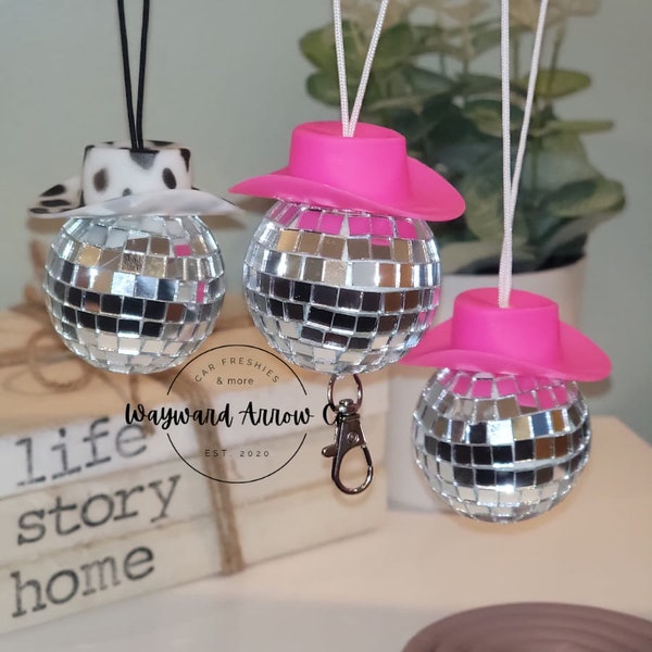 Car Cowboy Hat Disco Ball Charm Etsy