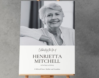 Funeral Memorial Sign: Thoughtful Elegant Photo Display (Digital or Printed) A1, A2 & A3 Size