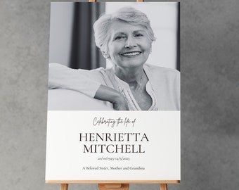 Funeral Memorial Sign: Thoughtful Elegant Photo Display (Digital or Printed) A1, A2 & A3 Size