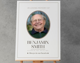 Funeral Memorial Sign: Thoughtful Elegant Photo Display (Digital or Printed) A1, A2 & A3 Size