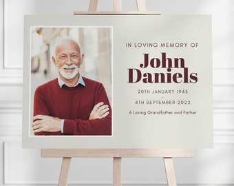 In Loving Memory Sign | Personalised Funeral Photo Board | A1 A2 A3 | Printed Foamboard for Easel or Print for Frame