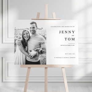 A1, A2 or A3 Personalised Modern Wedding Welcome Sign - Minimalist Elegant Design with Photo - Digital or Printed Copy