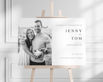 Wedding Welcome Sign with Photo: Elegant Photo Design (Digital or Printed) A1, A2 & A3 Size