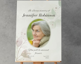 Funeral Memorial Sign: Thoughtful Elegant Photo Display (Digital or Printed) A1, A2 & A3 Size