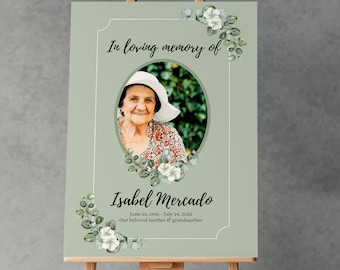 Funeral Memorial Sign: Thoughtful Elegant Photo Display (Digital or Printed) A1, A2 & A3 Size