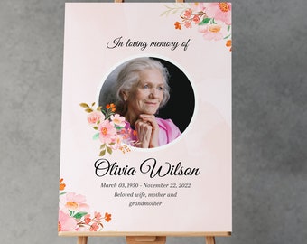 Funeral Memorial Sign: Thoughtful Elegant Photo Display (Digital or Printed) A1, A2 & A3 Size