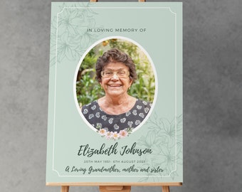 Funeral Memorial Sign: Thoughtful Elegant Photo Display (Digital or Printed) A1, A2 & A3 Size