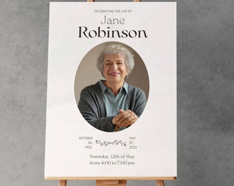 Funeral Memorial Sign: Thoughtful Elegant Photo Display (Digital or Printed) A1, A2 & A3 Size