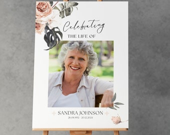 Funeral Memorial Sign: Thoughtful Elegant Photo Display (Digital or Printed) A1, A2 & A3 Size