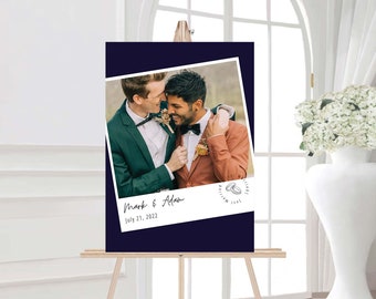 Wedding Welcome Sign with Photo: Elegant Photo Design (Digital or Printed) A1, A2 & A3 Size