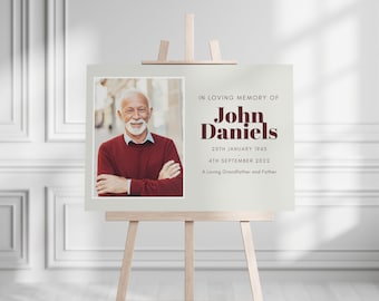 Funeral Memorial Sign: Thoughtful Elegant Photo Display (Digital or Printed) A1, A2 & A3 Size