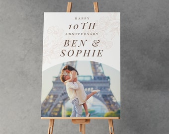 Personalized Anniversary Welcome Sign: Elegant Floral Design (Digital or Printed)