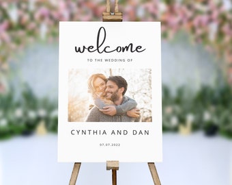 Wedding Welcome Sign with Photo: Elegant Photo Design (Digital or Printed) A1, A2 & A3 Size