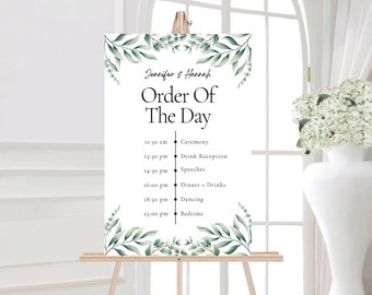 Personalized Wedding Order of the Day Sign: Minimalist Elegant Design (Digital or Printed)