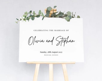 Wedding Welcome Sign: Minimalist Elegant Design (Digital or Printed) A1, A2 & A3 Size