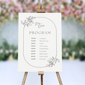A1, A2 or A3 Personalised Modern Wedding Order of the Day Sign - Minimalist Elegant Design - Digital or Printed Copy