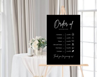 Personalized Wedding Order of the Day Sign: Minimalist Elegant Design (Digital or Printed)