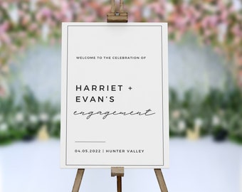 Personalized Engagement Welcome Sign: Minimalist Floral Design (Digital or Printed)
