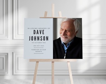 Funeral Memorial Sign: Thoughtful Elegant Photo Display (Digital or Printed) A1, A2 & A3 Size