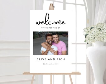 Wedding Welcome Sign with Photo: Elegant Photo Design (Digital or Printed) A1, A2 & A3 Size