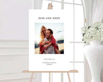 Wedding Welcome Sign with Photo: Elegant Photo Design (Digital or Printed) A1, A2 & A3 Size
