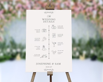 Personalized Wedding Order of the Day Sign: Minimalist Elegant Design (Digital or Printed)