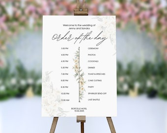 Personalized Wedding Order of The Day Sign: Minimalist Elegant Design (Digital or Printed)