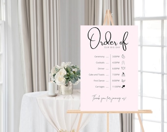 Personalized Wedding Order of the Day Sign: Minimalist Elegant Design (Digital or Printed)