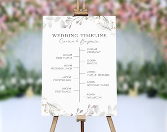 Personalized Wedding Order of the Day Sign: Minimalist Elegant Design (Digital or Printed)