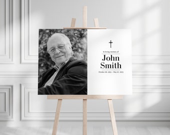 Funeral Memorial Sign: Thoughtful Elegant Photo Display (Digital or Printed) A1, A2 & A3 Size