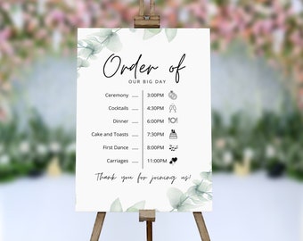 Personalized Wedding Order of the Day Sign: Minimalist Elegant Design (Digital or Printed)
