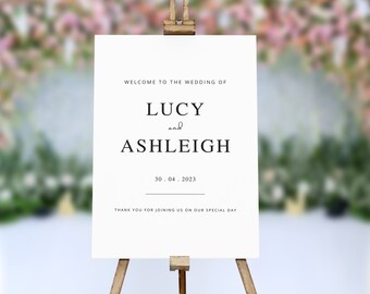 Wedding Welcome Sign: Minimalist Elegant Design (Digital or Printed) A1, A2 & A3 Size