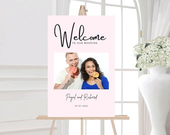 Wedding Welcome Sign with Photo: Elegant Photo Design (Digital or Printed) A1, A2 & A3 Size