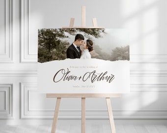 Wedding Welcome Sign with Photo: Elegant Photo Design (Digital or Printed) A1, A2 & A3 Size