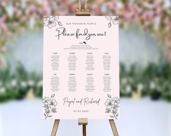 Wedding Seating & Table Plan: Modern, Minimalist Elegant Design (Digital or Printed)