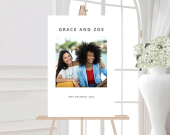 Wedding Welcome Sign with Photo: Elegant Photo Design (Digital or Printed) A1, A2 & A3 Size