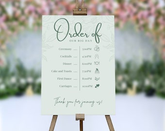 Personalized Wedding Order of the Day Sign: Minimalist Elegant Design (Digital or Printed)