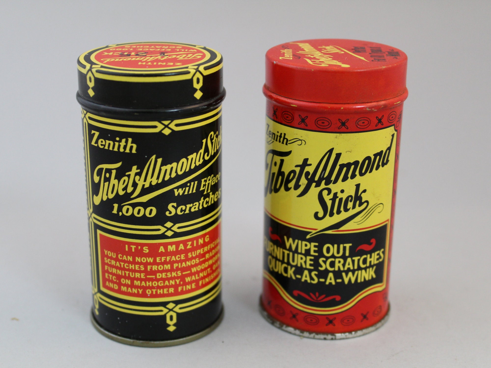 VTG Zenith Tibet Almond Stick Scratch Remover Advertising Tin Full Wax USA!  🇺🇸