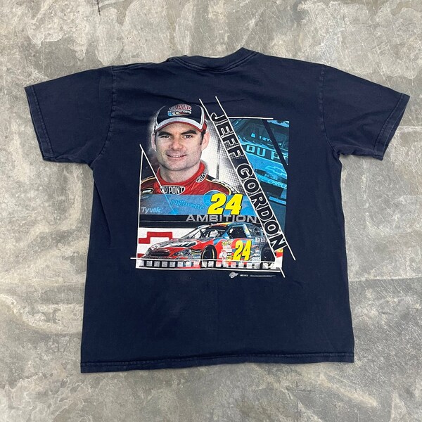 Vintage 2000s Winner Circle's Jeff Gordon Nascar Driving Racing Double Sided Sportswear Navy Graphic T Shirt Medium Mens *N5