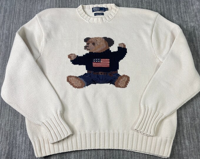 Vintage 2000s Polo Ralph Lauren Sitting Bear Stitched Kanye USA Flag ...