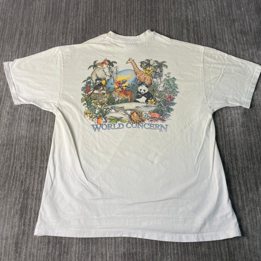 Vintage 90s World Concern Earth Empowerment Animal Nature 1990s Fashion