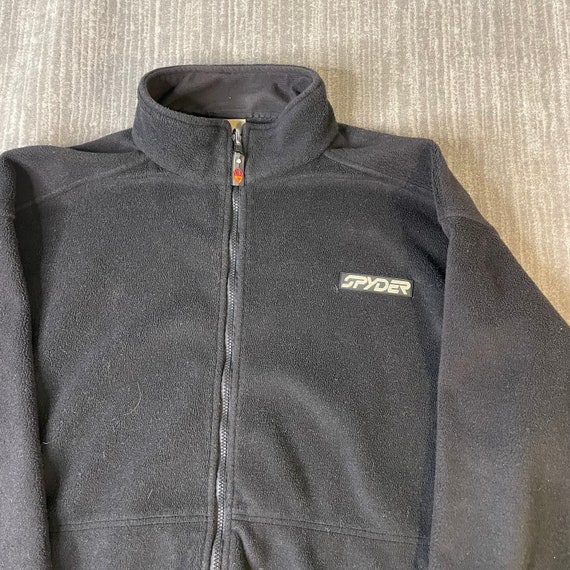 Vintage 2000s Spyder Essential Streetwear Outdoors Athletic Fitness Small Logo Warm Fuzzy Black Zip Up Fleece Extra Large Mens *P14