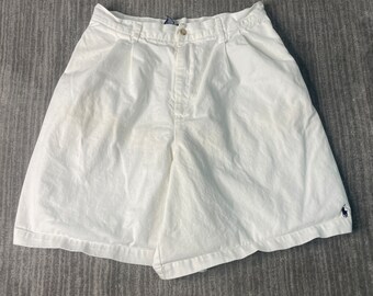 Vintage 90s Polo Ralph Lauren Two Pocket Basic Essential 1990s Fashion Preppy Casual White Casual Shorts 14 Waist Women